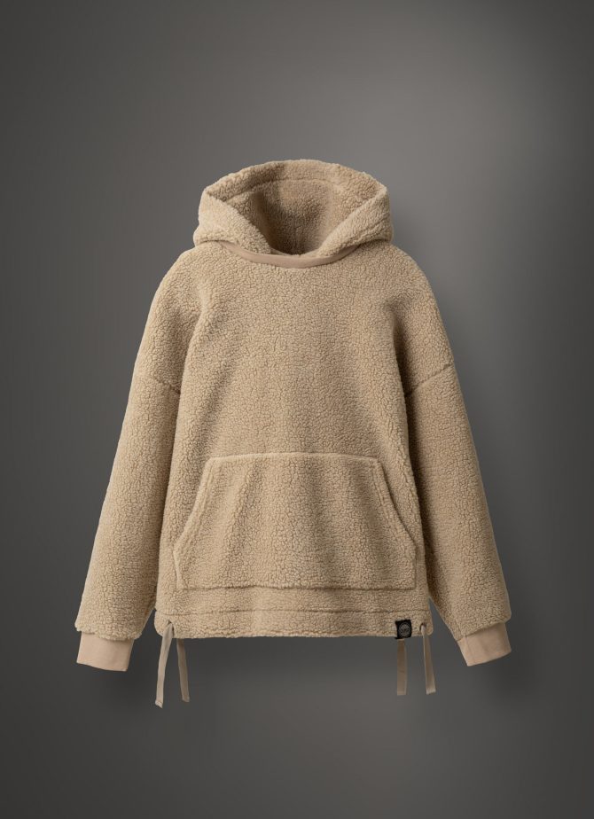 Long teddy fabric effect sweatshirt with hood - Image 4