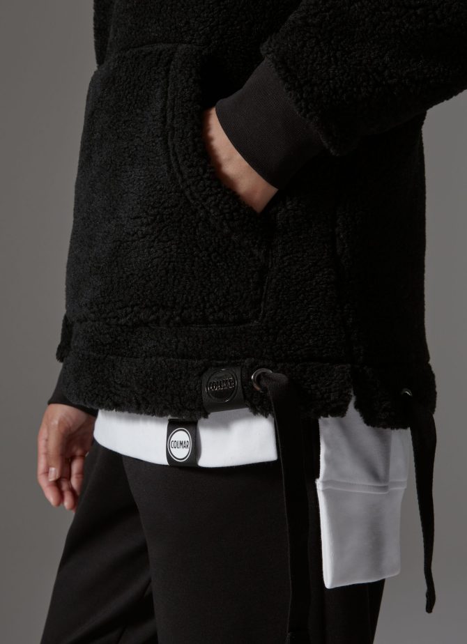 Long teddy fabric effect sweatshirt with hood - Image 2