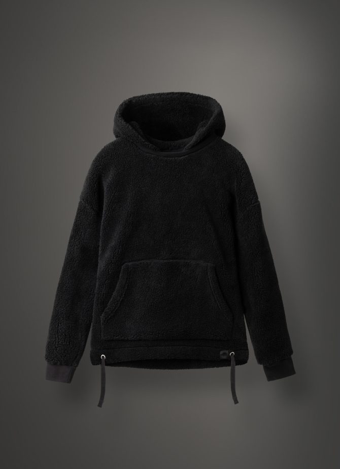 Long teddy fabric effect sweatshirt with hood - Image 4