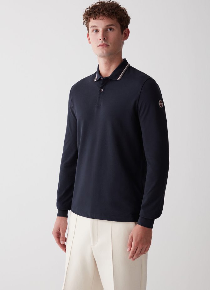 Long-sleeved polo shirt in stretch piqué - Image 2