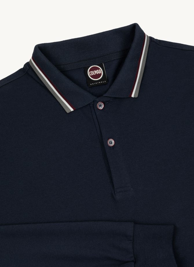 Long-sleeved polo shirt in stretch piqué - Image 6