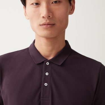 Stretch piqué cotton polo shirt