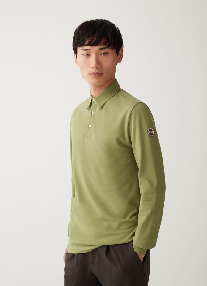 Cotton piquet stretch long-sleeved polo shirt - Image 3