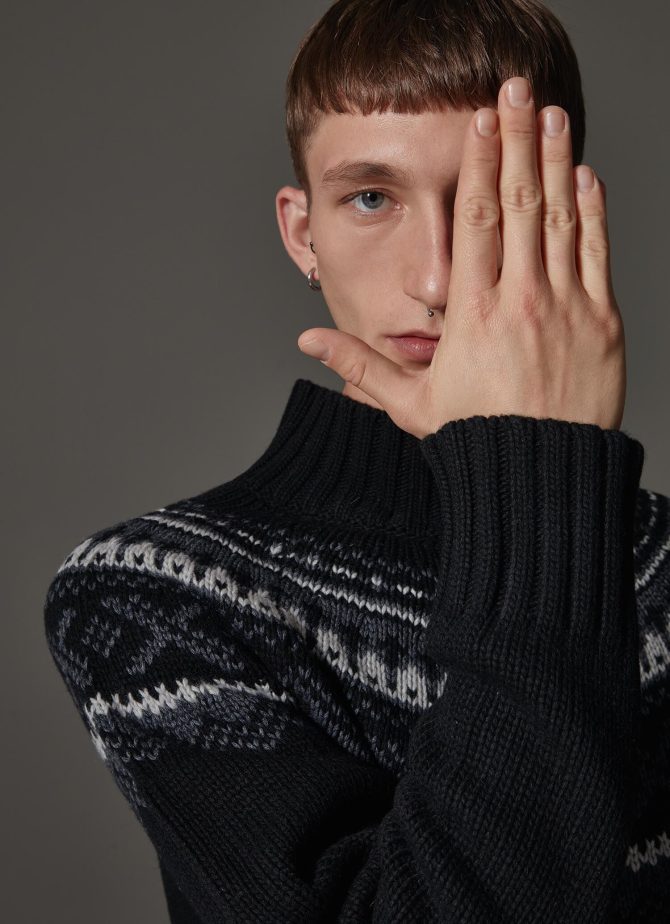 Jacquard polo-neck sweater - Image 2