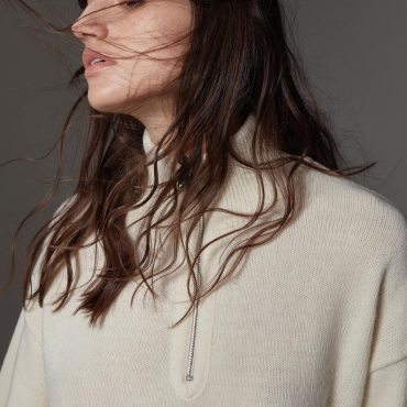 Wool-blend polo-neck sweater