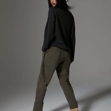 Stretch interlock trousers with drawstring