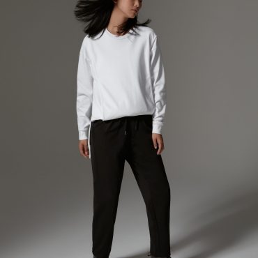 Stretch interlock trousers with drawstring
