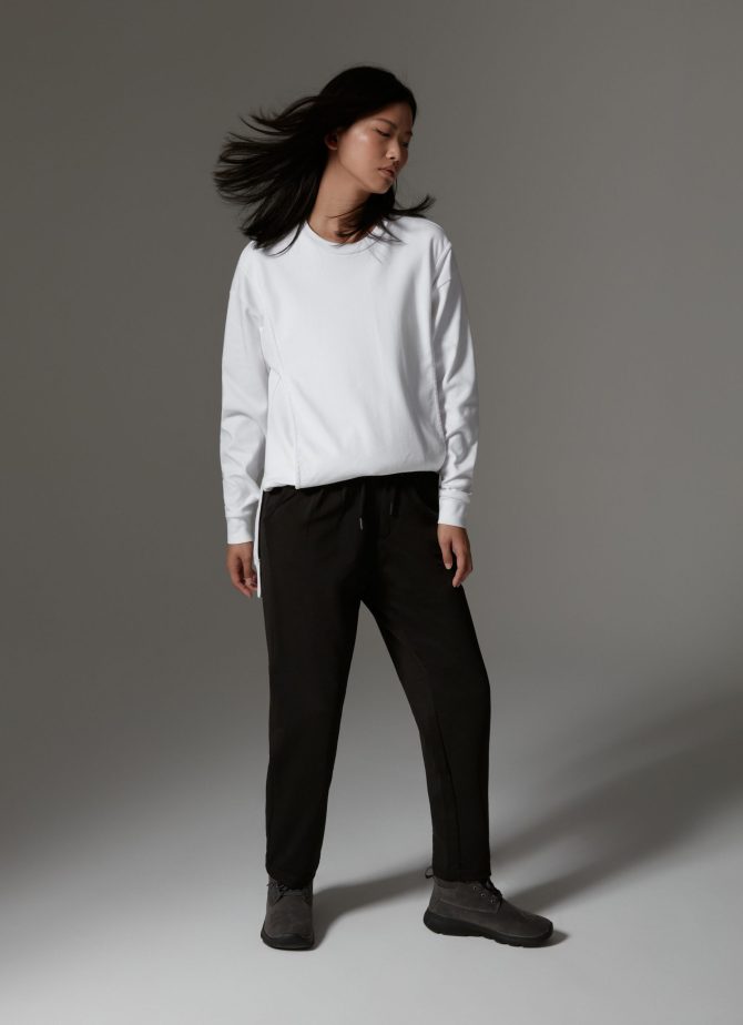 Stretch interlock trousers with drawstring
