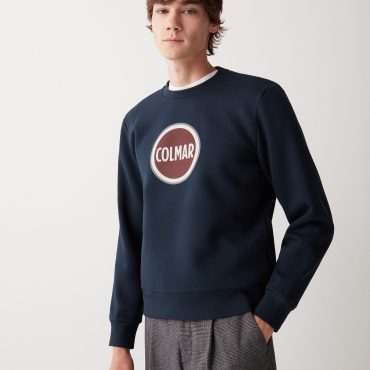 Crew-neck sweatshirt with printed maxi logo