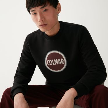 Crew-neck sweatshirt with printed maxi logo