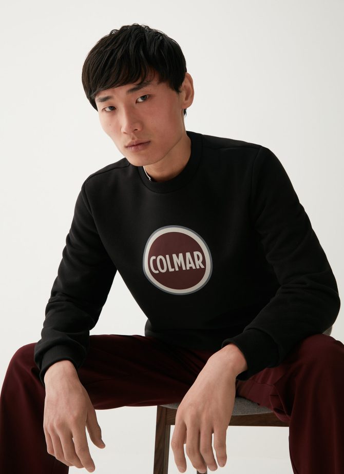 Crew-neck sweatshirt with printed maxi logo