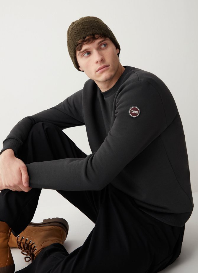 Solid colour crew-neck sweatshirt