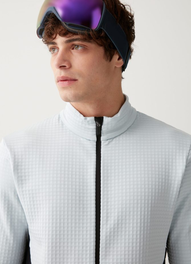 Full-zip waffle-effect stretch ski sweatshirt