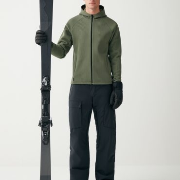 Tricot-effect full zip ski sweatshirt