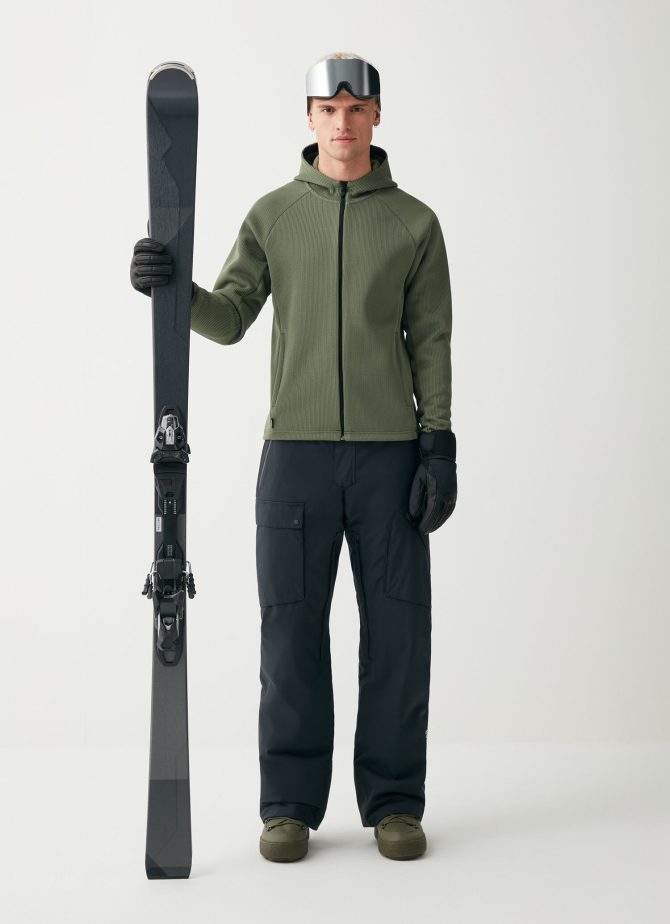 Tricot-effect full zip ski sweatshirt