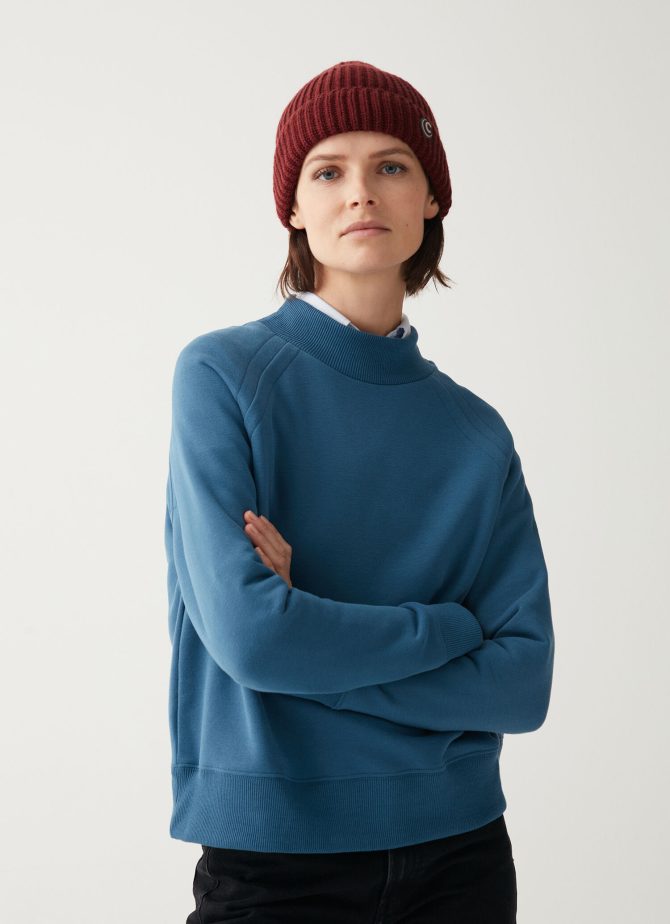 Crew-neck sweatshirt with polo neck