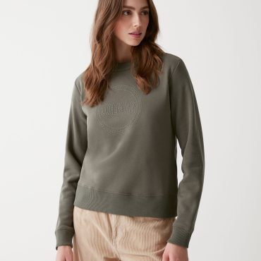 Round-neck sweatshirt with maxi glitter logo