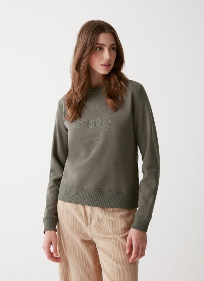 Round-neck sweatshirt with maxi glitter logo