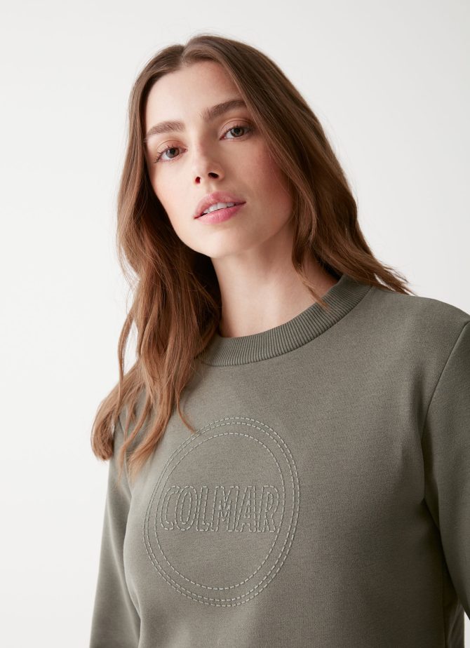 Round-neck sweatshirt with maxi glitter logo - Image 2