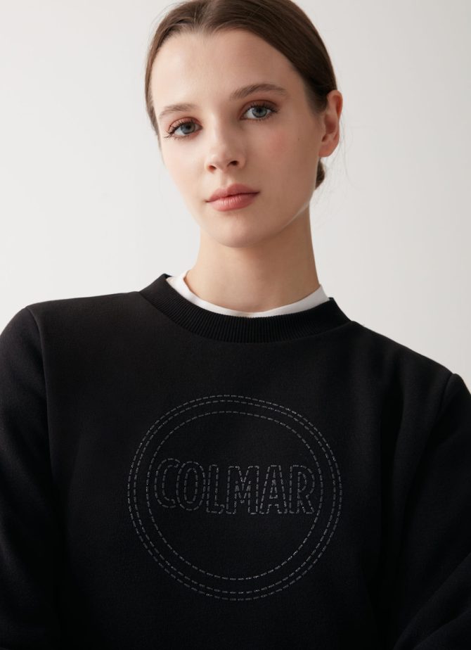 Round-neck sweatshirt with maxi glitter logo - Image 3