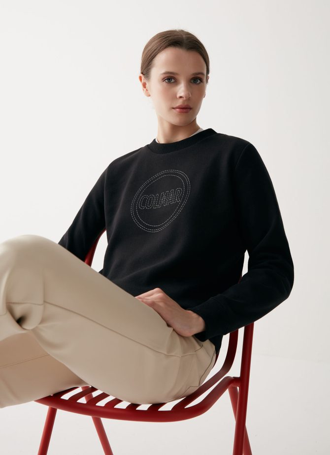 Round-neck sweatshirt with maxi glitter logo - Image 2