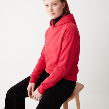 Sweatshirt with ribbed hood and cuffs