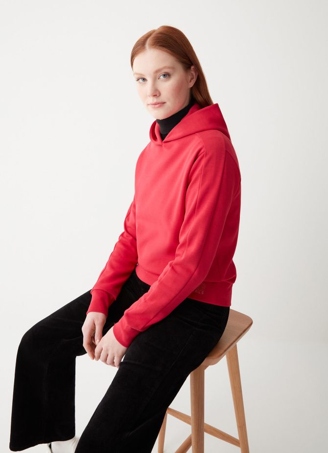 Sweatshirt with ribbed hood and cuffs