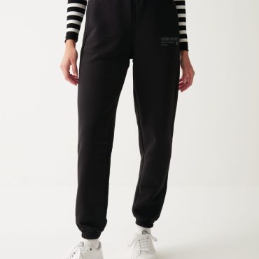 Fleece sweatpants with glitter logo