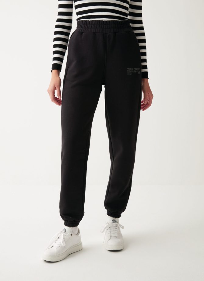 Fleece sweatpants with glitter logo