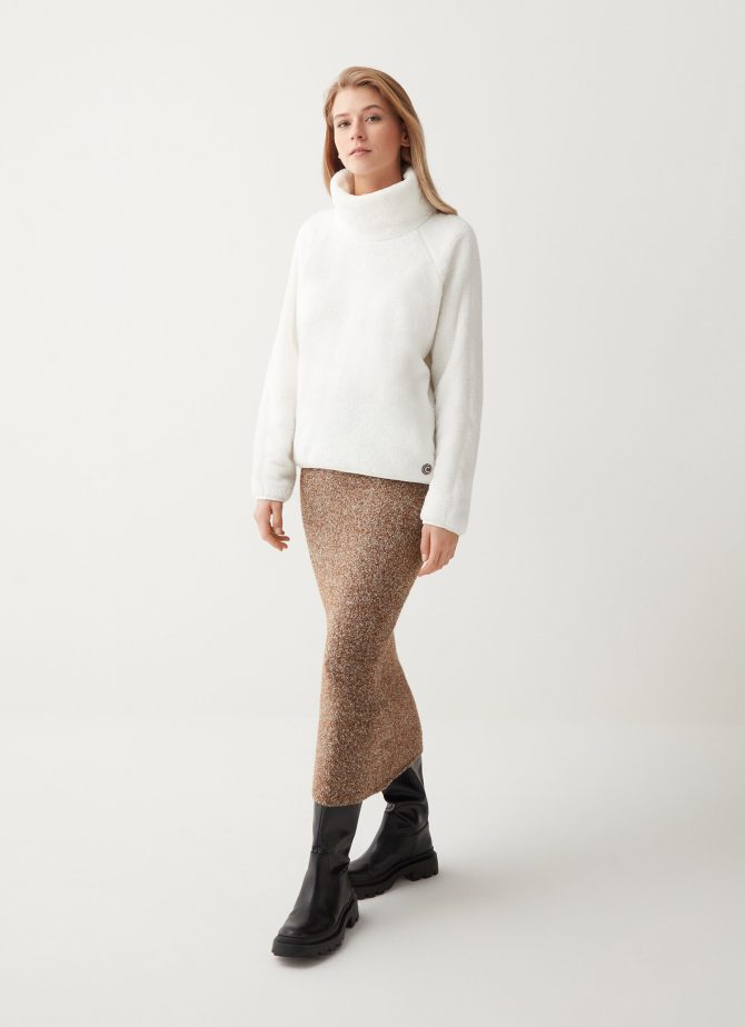 Teddy bear-effect turtleneck sweatshirt