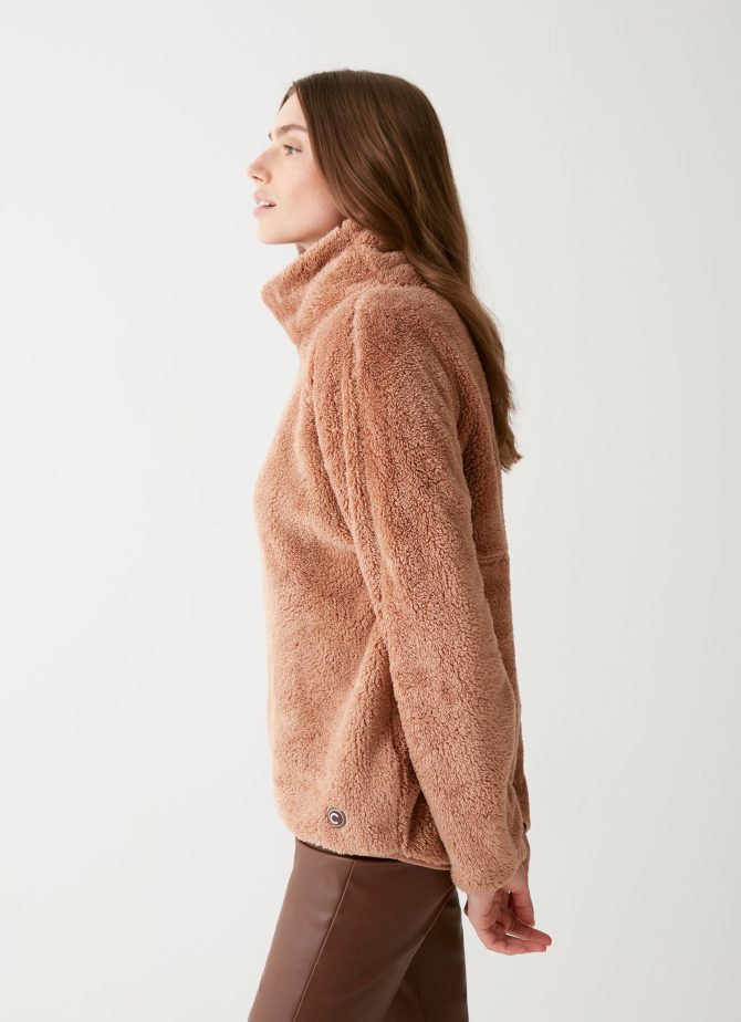 Teddy bear-effect turtleneck sweatshirt