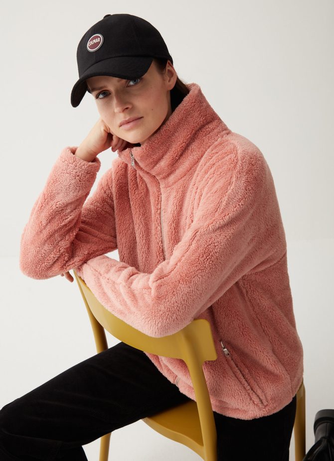 Teddy bear-effect full zip sweatshirt