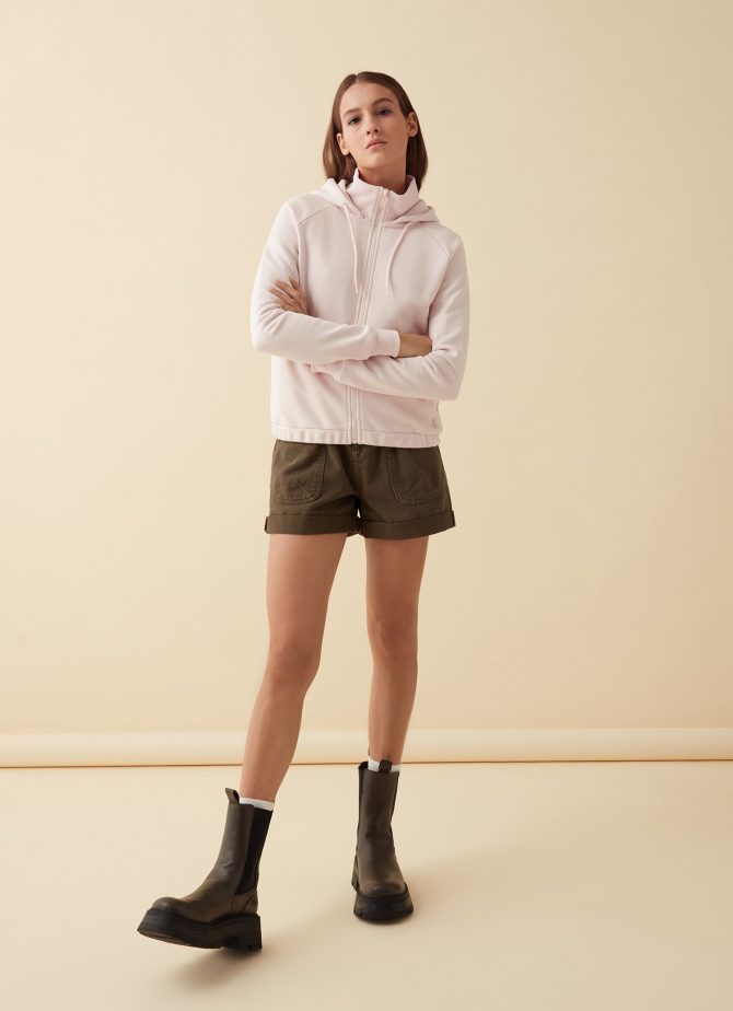 Full zip sweatshirt with cotton hood