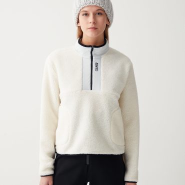 Teddy-effect thermal ski sweatshirt with half-zip