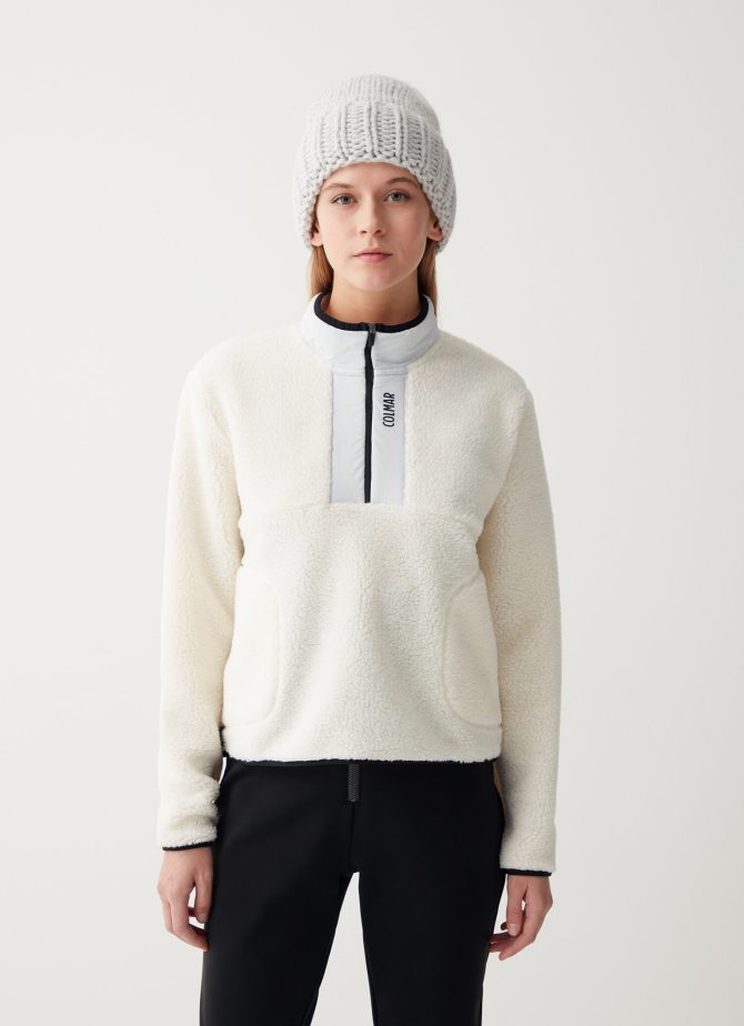 Teddy-effect thermal ski sweatshirt with half-zip