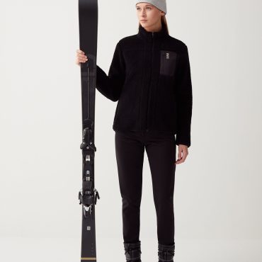 Full-zip ski sweatshirt in teddy-effect fleece