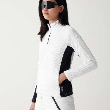 Half-zip ski sweatshirt with solid-colour sides