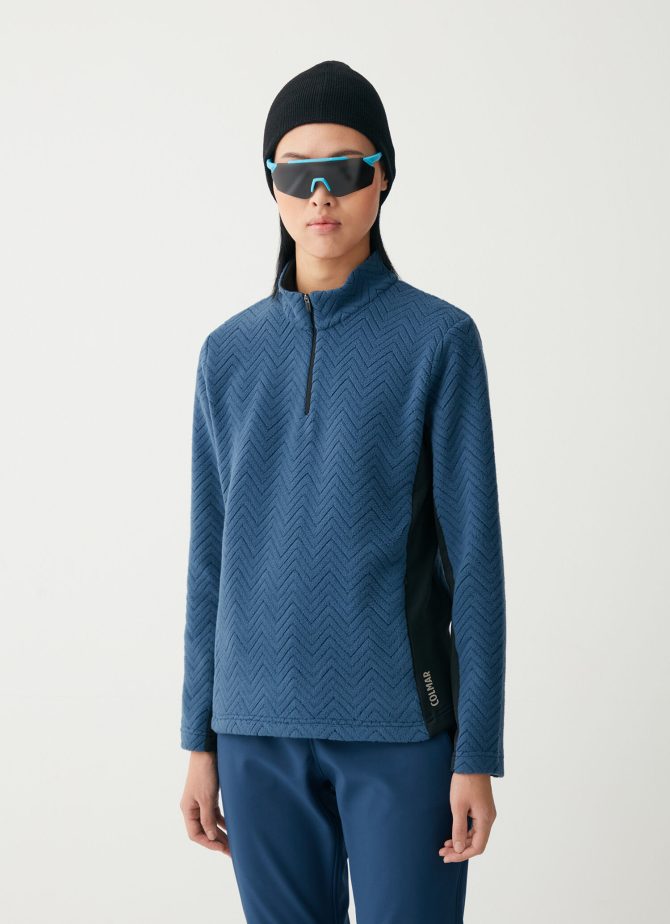Half-zip ski sweatshirt with solid-colour sides