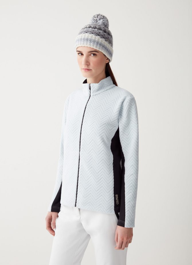 Full-zip ski sweatshirt with solid-colour sides