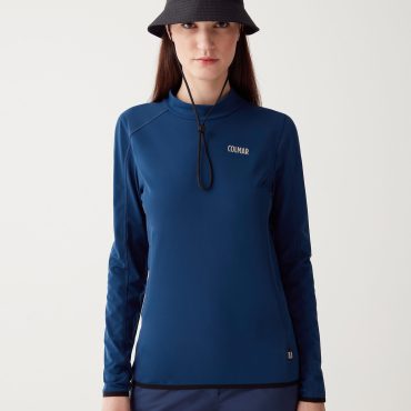 Stretch thermal ski sweatshirt with high neck