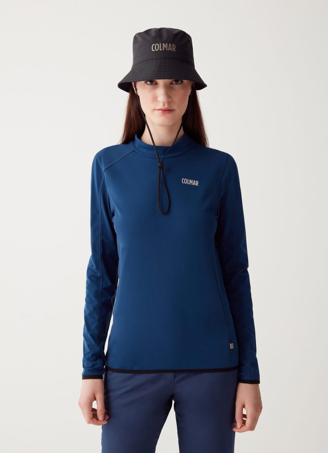 Stretch thermal ski sweatshirt with high neck