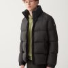 Puffy down jacket with high collar