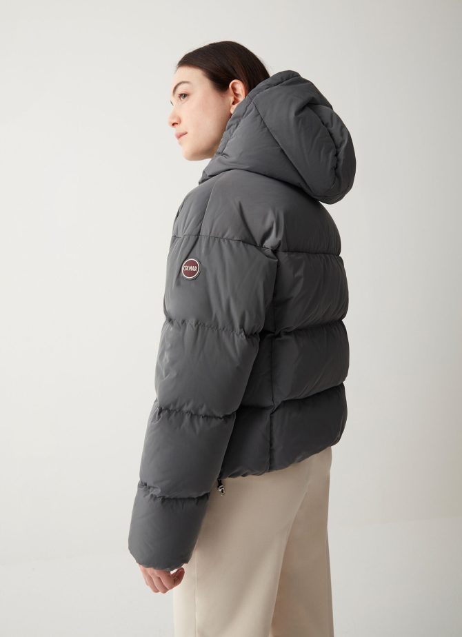 Oversized taffeta down jacket with hood - Image 3