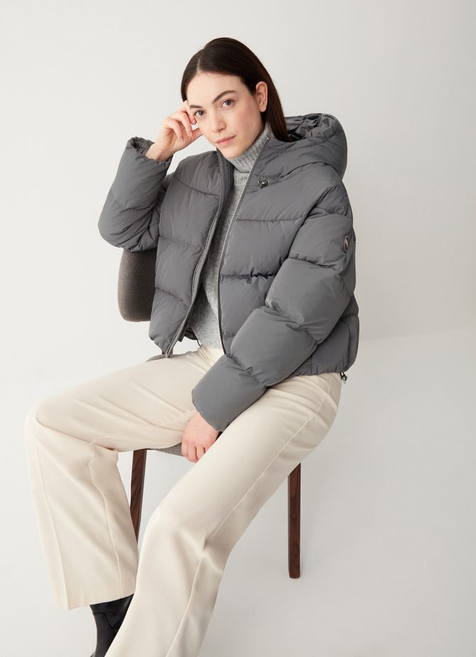 Oversized taffeta down jacket with hood