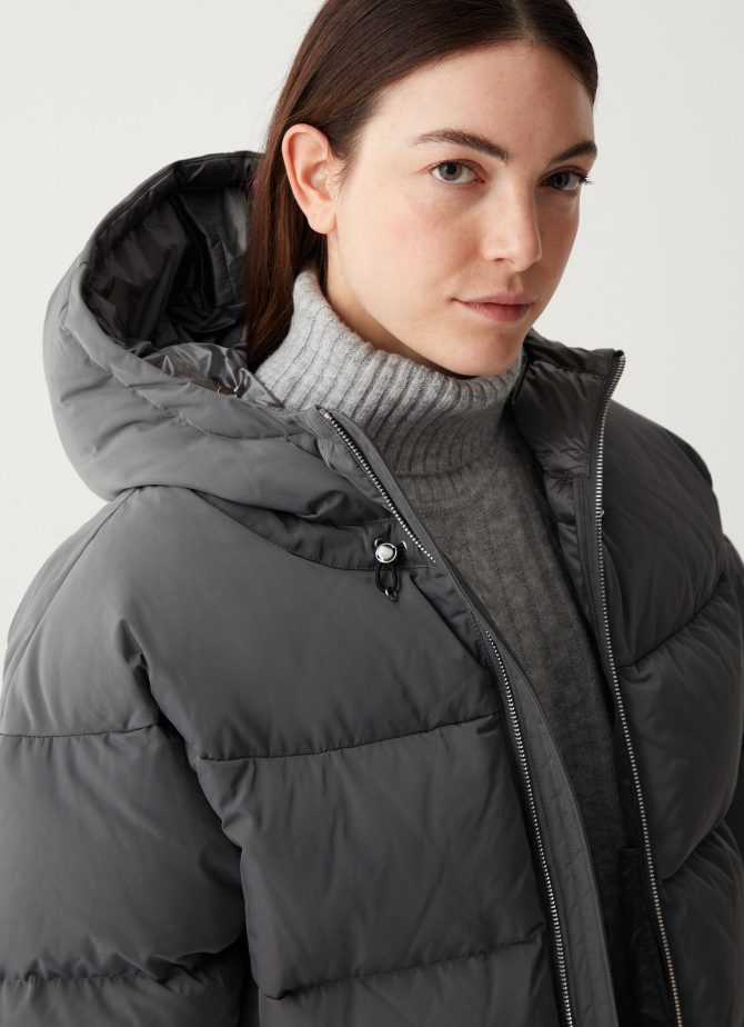 Oversized taffeta down jacket with hood - Image 2