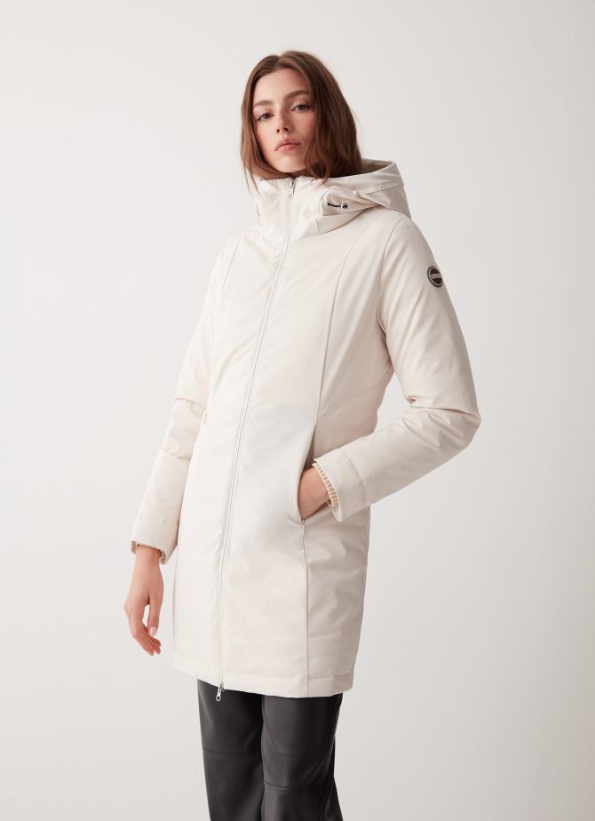 Long down jacket in 3-layer satin-effect fabric - Image 2