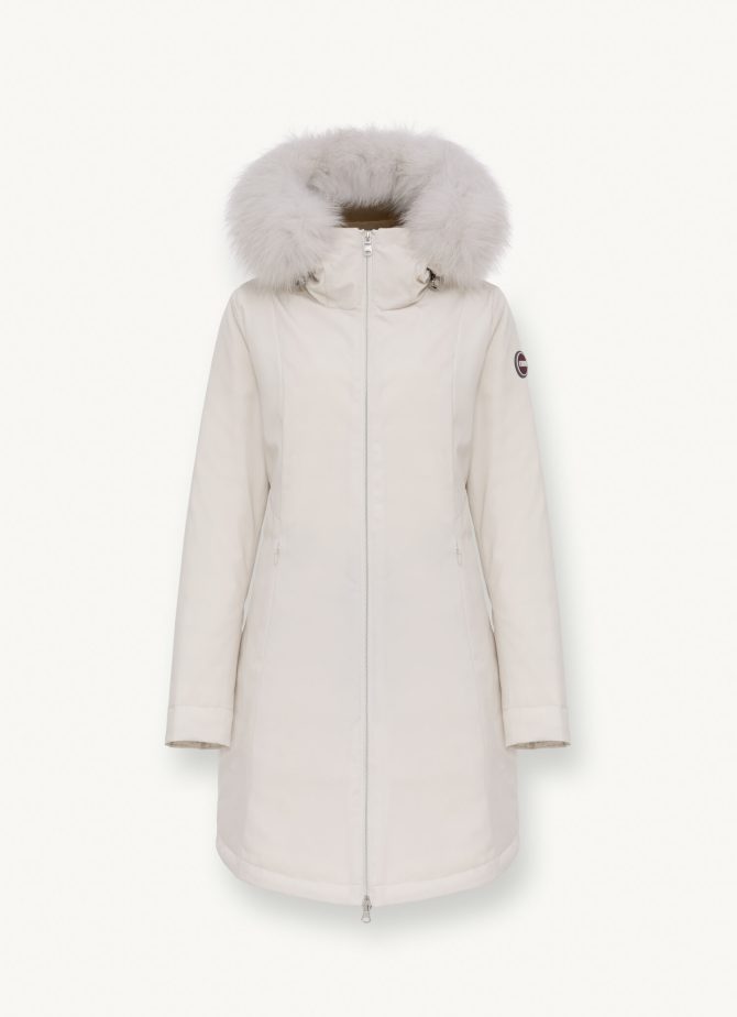 Longline 3 layer satin down jacket with hood - Image 4