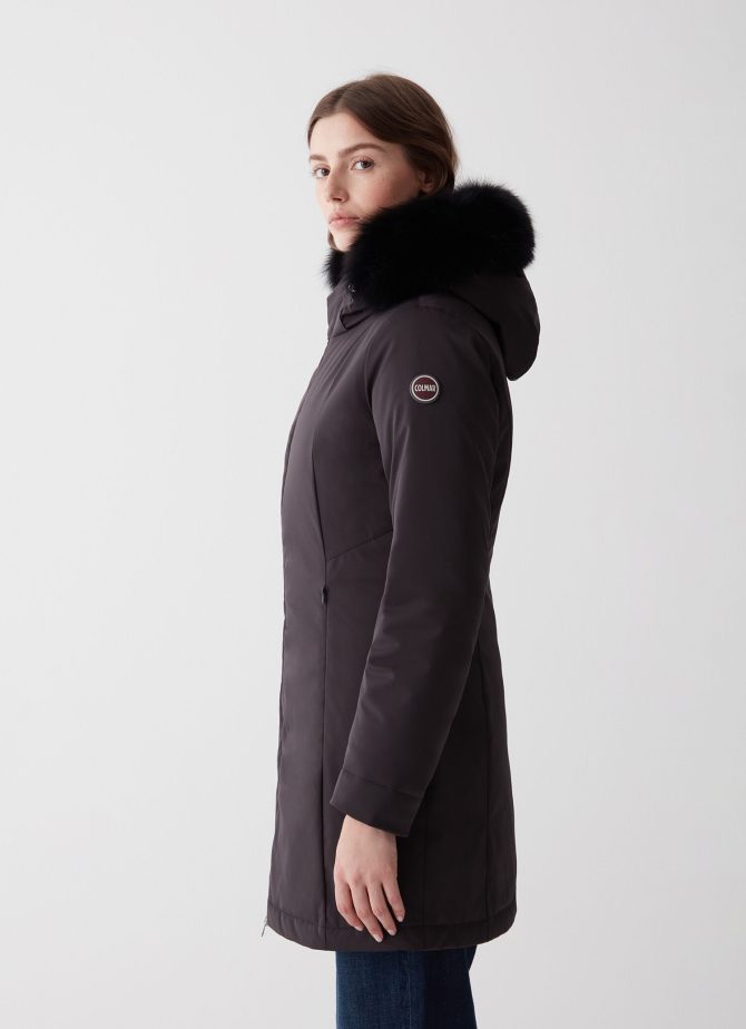 Longline 3 layer satin down jacket with hood - Image 2