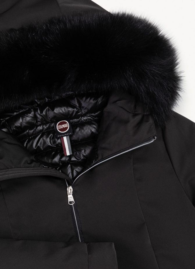 Longline 3 layer satin down jacket with hood - Image 6