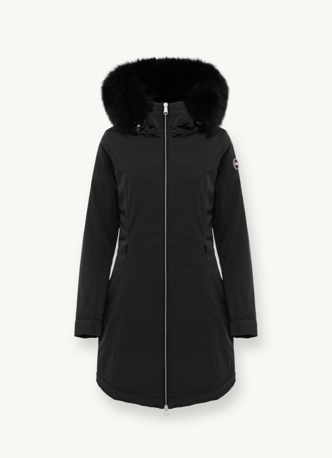 Longline 3 layer satin down jacket with hood - Image 4